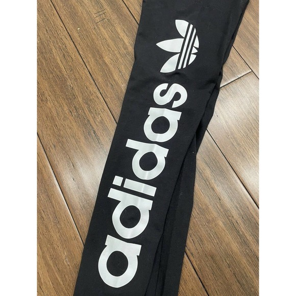 Adidas Trefoil Linear Logo Black Leggings - Picture 6 of 7